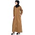Front open Casual pleated abaya- Camel color